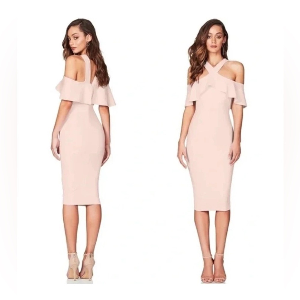 Nookie Hermosa Cold Shoulder Midi Dress|Size S|Blush Color|Pre-owned